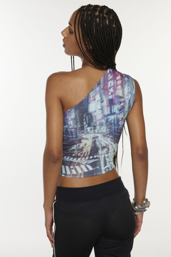 Slide View: 3: Silence + Noise Octavia Graphic One-Shoulder Tank Top