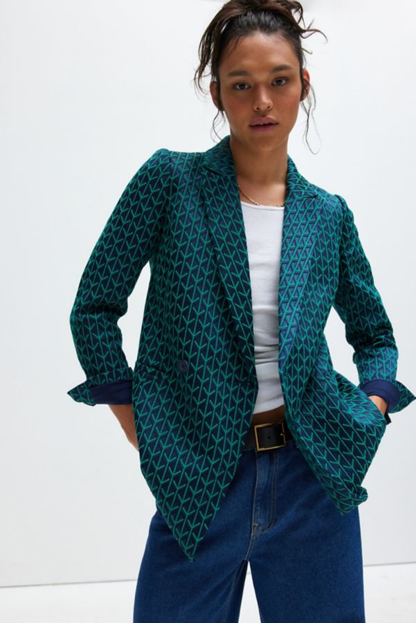 Slide View: 1: WILDFANG Empower Jacquard Double Breasted Blazer