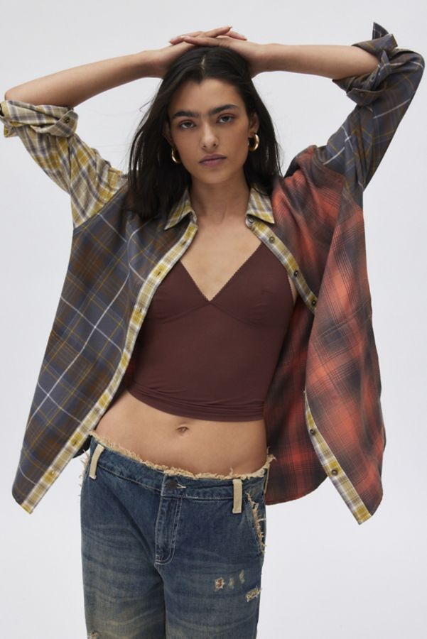 Slide View: 1: BDG Rick Spliced Boyfriend Flannel Shirt