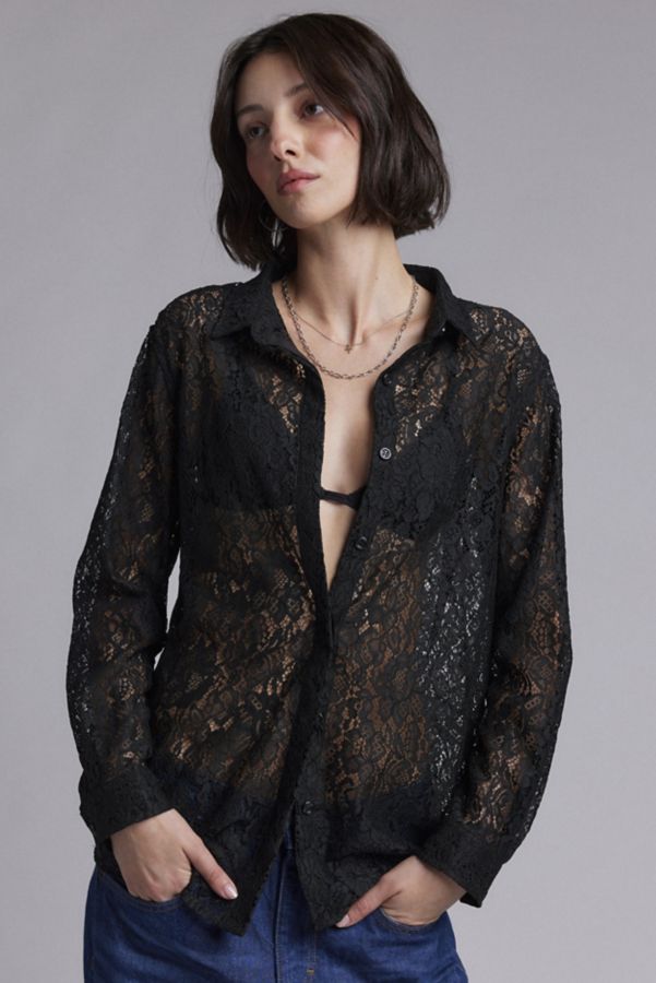 Slide View: 1: WILDFANG Empower Lace Long Sleeve Button-Down Shirt