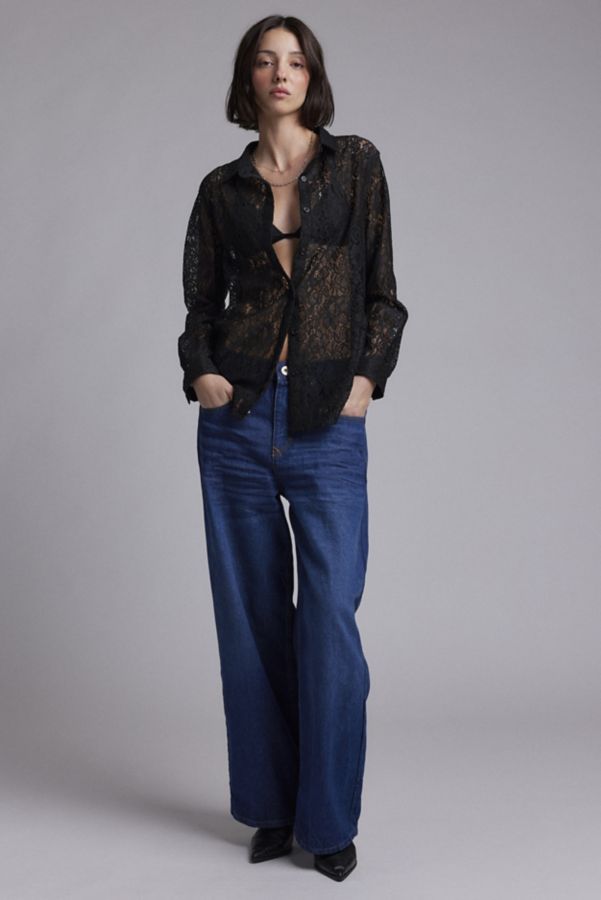 Slide View: 3: WILDFANG Empower Lace Long Sleeve Button-Down Shirt