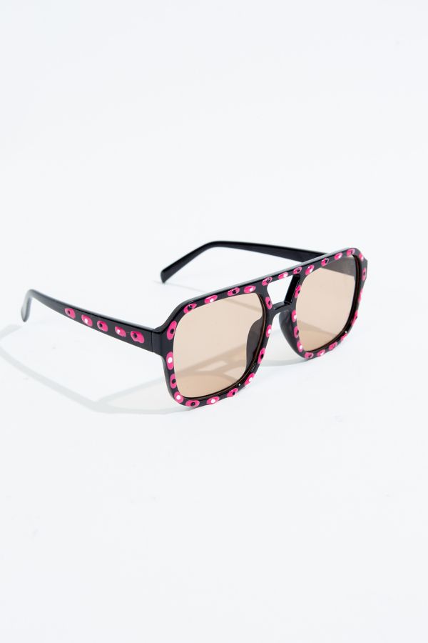 Slide View: 4: Zig Zag Espresso Aviator Sunglasses