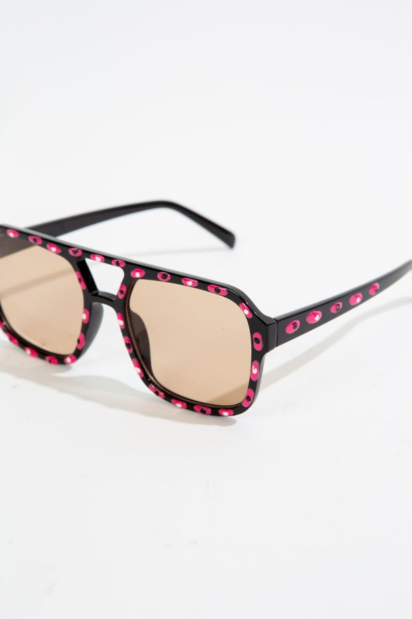 Slide View: 1: Zig Zag Espresso Aviator Sunglasses