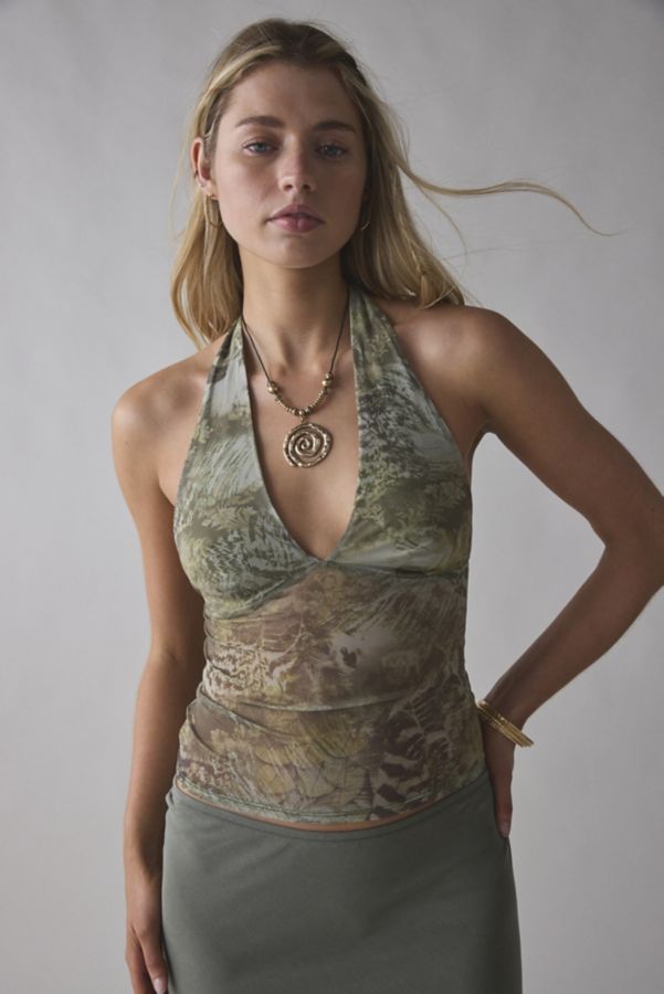 Slide View: 1: Silence + Noise Camellia Mesh Halter Top