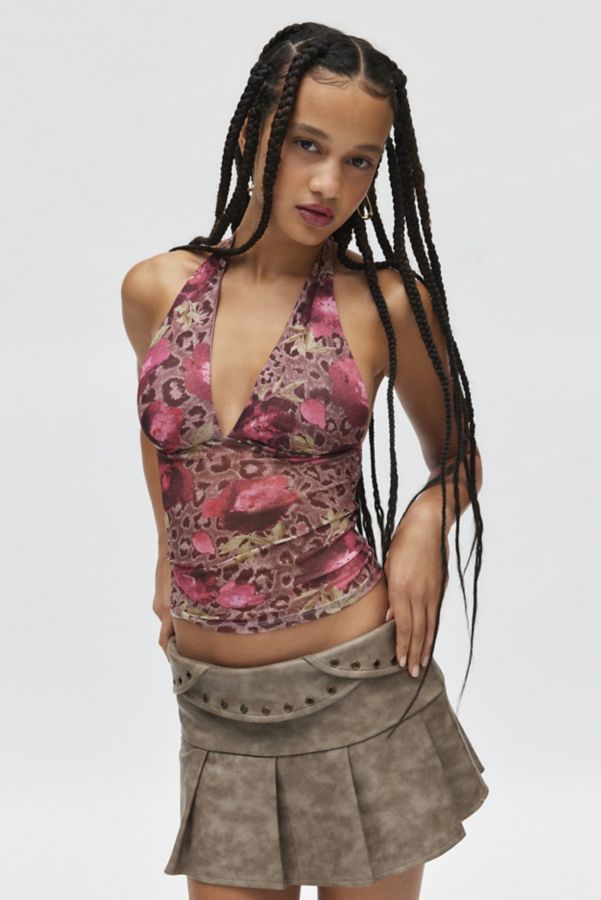 Slide View: 2: Silence + Noise Camellia Mesh Halter Top