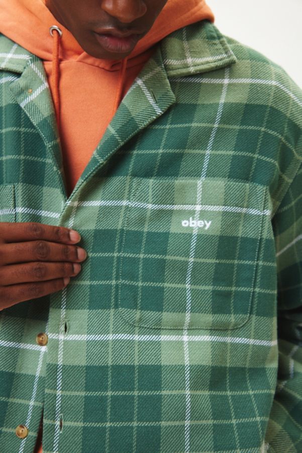 Slide View: 5: Chemise Boutonnée Manches Longues Tissée OBEY Bigwig Simon