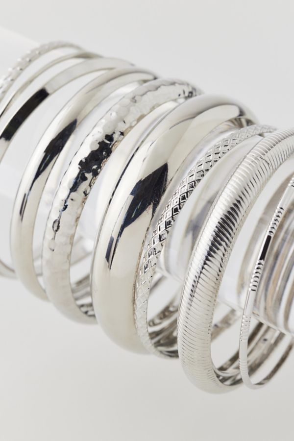 Slide View: 3: Textured Bangle Bracelet Set