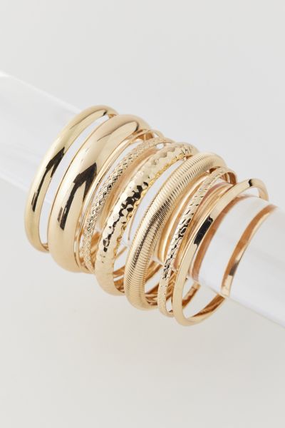 Textured Metal Bangle Bracelet Set