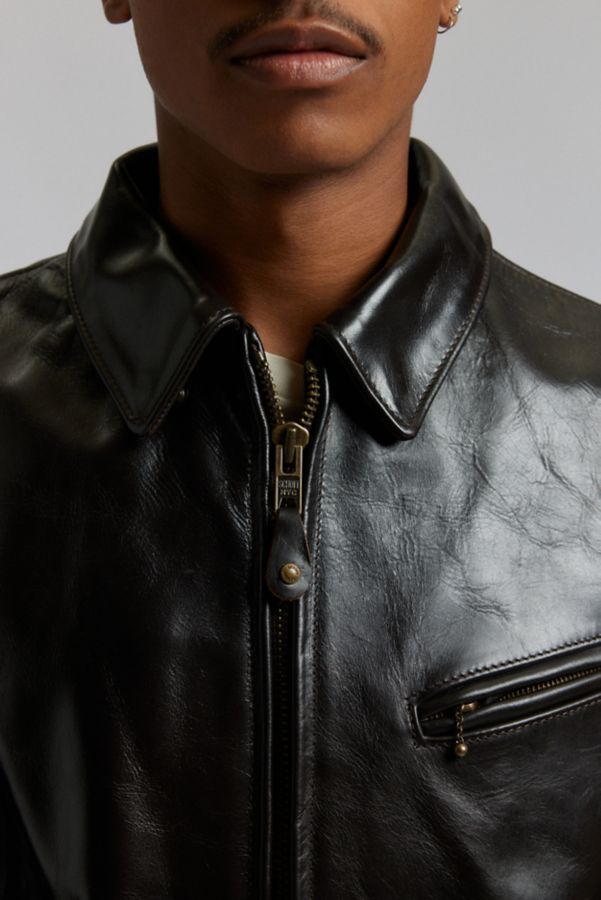 Slide View: 4: Schott Classic Heavy Leather Racer Motorcycle Jacket