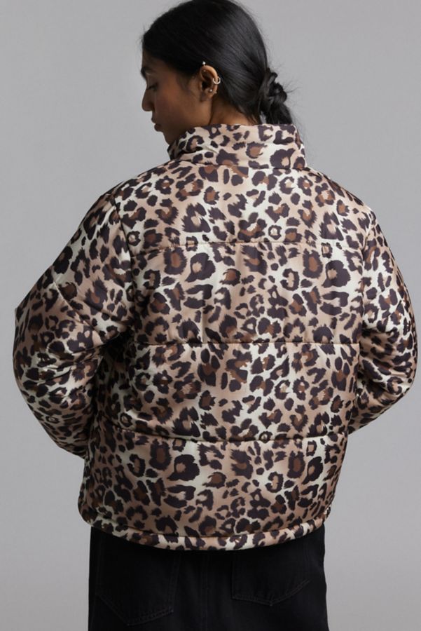 Slide View: 4: Wednesday's Girl Leopard Print Puffer Coat