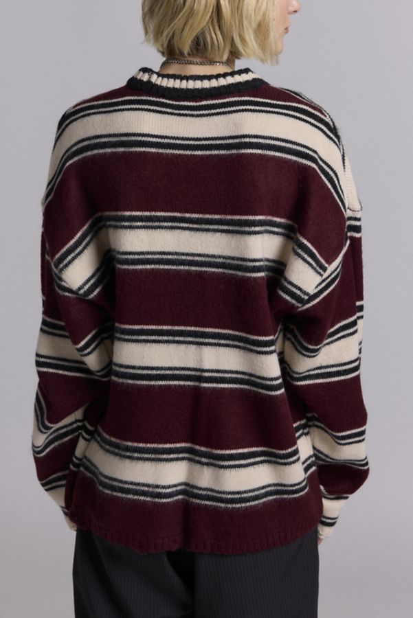 Slide View: 4: The Ragged Priest Embroidered Monogram Striped Crew Neck Sweater