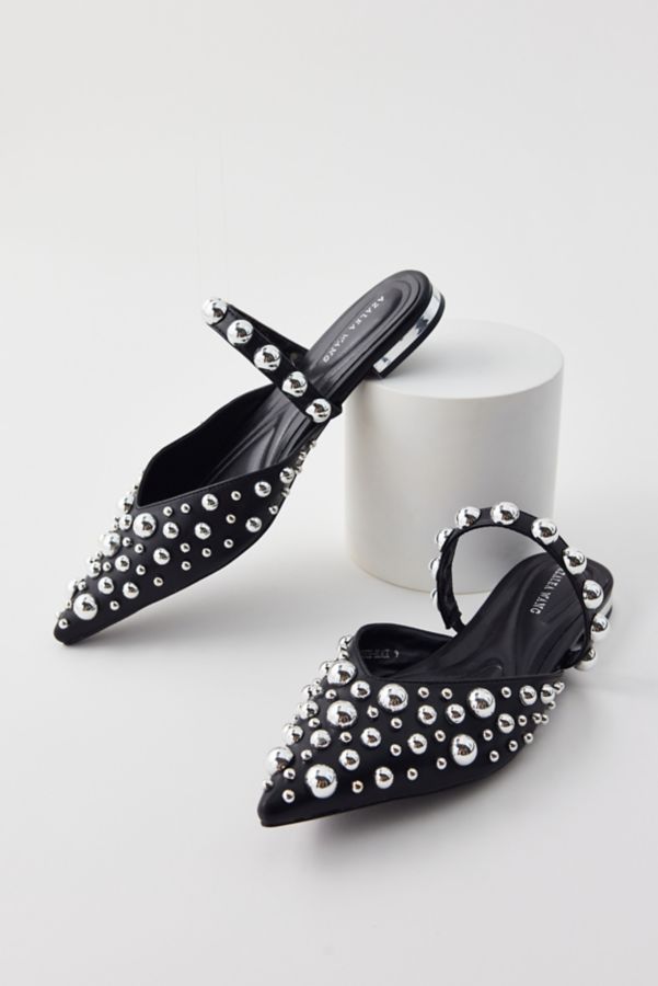 Slide View: 1: Azalea Wang Fancette Studded Pointed Toe Flat