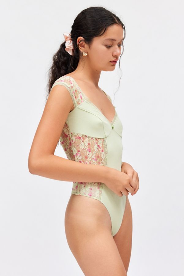 Slide View: 5: Out From Under Sweet Cheeks Printed Lace Trim Bodysuit