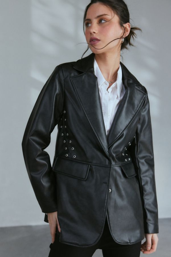 Slide View: 1: Apparis Kelan Vegan Leather Blazer