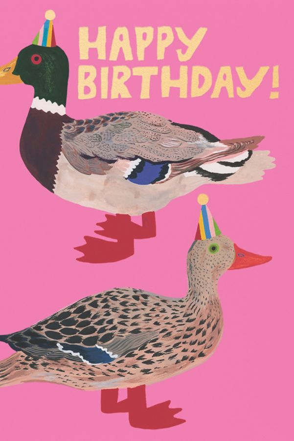 Slide View: 2: Red Cap Quacky Birthday Greeting Card