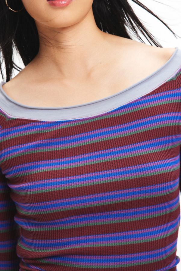 Slide View: 3: BDG Stella Boatneck Waffle Knit Tee