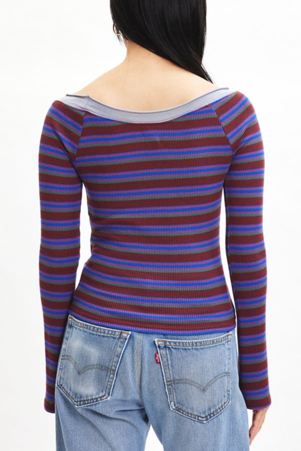 Slide View: 4: BDG Stella Boatneck Waffle Knit Tee