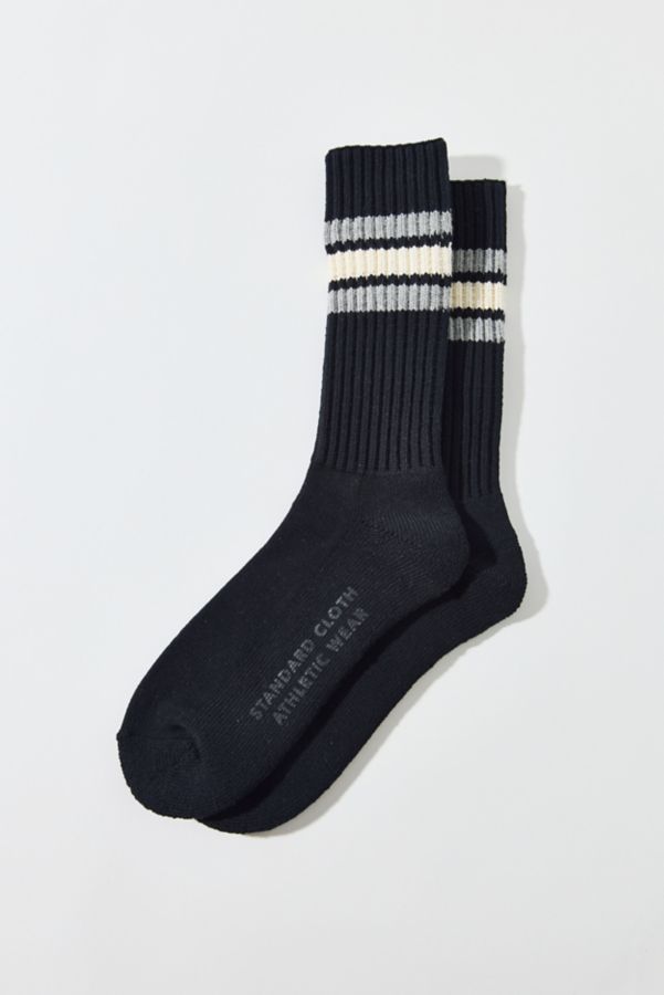 Slide View: 1: Standard Cloth Athletic Stripe Crew Sock