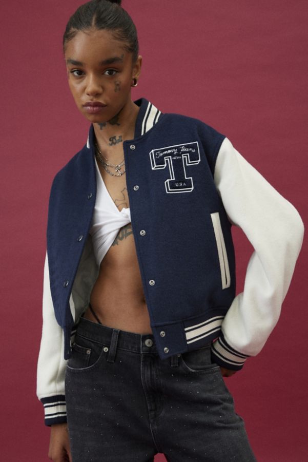 Slide View: 1: Tommy Jeans Snap-Front Letterman Jacket