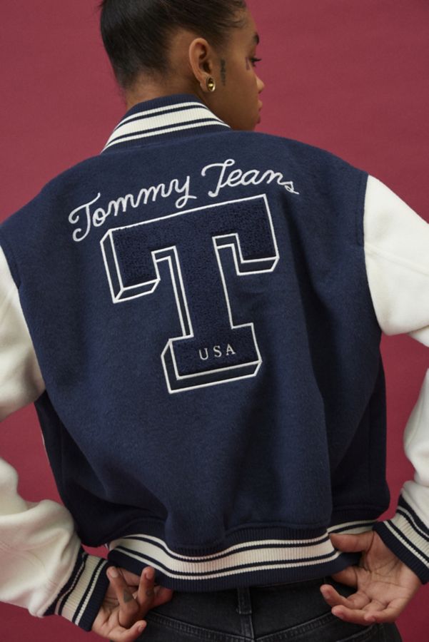 Slide View: 2: Tommy Jeans Snap-Front Letterman Jacket