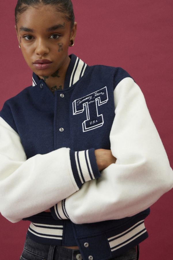 Slide View: 4: Tommy Jeans Snap-Front Letterman Jacket