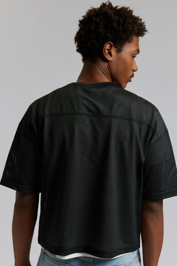 Slide View: 4: Mesh Football Jersey V-Neck Tee