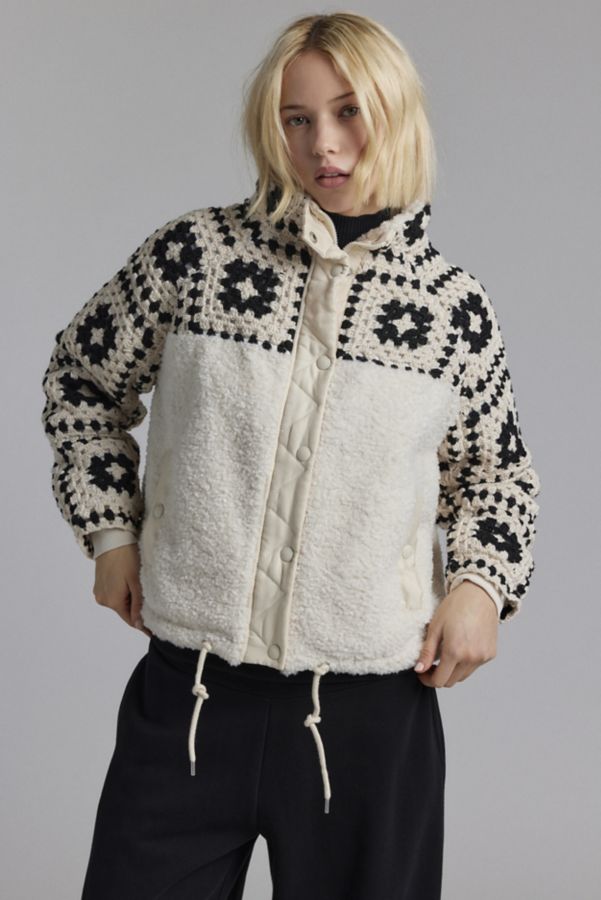 Slide View: 1: BLANKNYC Carried Away Crochet + Fleece Jacket