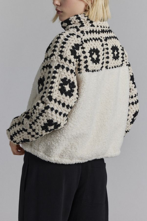 Slide View: 4: BLANKNYC Carried Away Crochet + Fleece Jacket