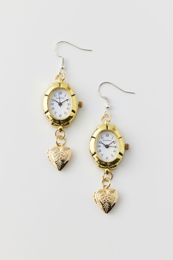 Slide View: 2: Sage & Saber Gold Watch Drop Earring