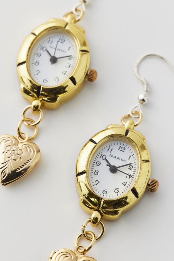 Slide View: 3: Sage & Saber Gold Watch Drop Earring