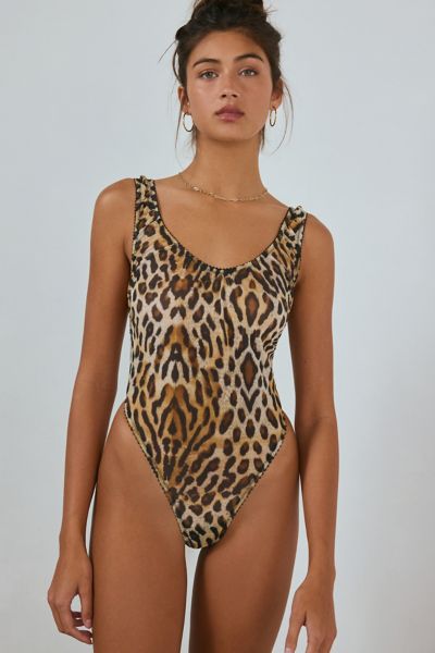 Mucci Laura Leopard Print Mesh Low Back Bodysuit