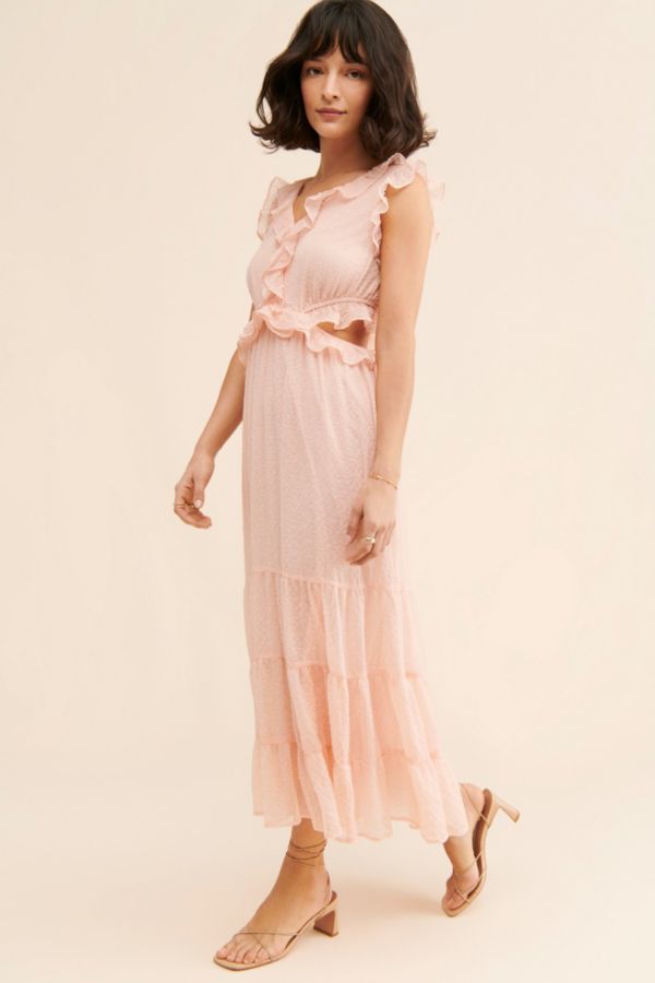 Slide View: 1: Moon River Ruffle Cutout Shirred Dress