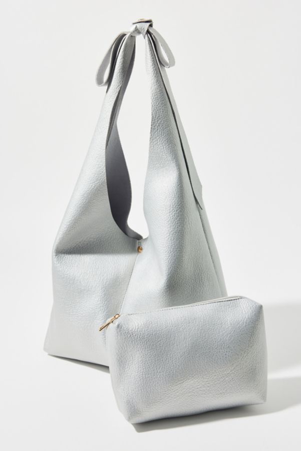 Slide View: 5: Kimchi Blue Bow Faux Leather Hobo Bag