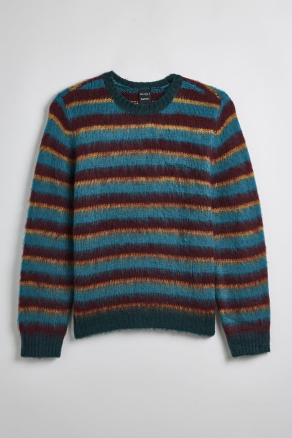 Slide View: 2: iets frans… Fluffy Striped Crew Neck Sweater