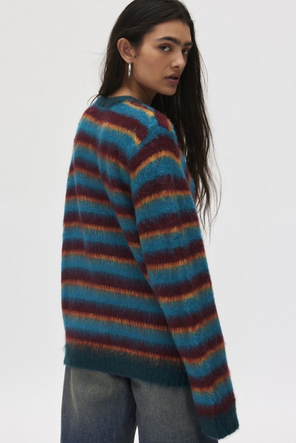 Slide View: 5: iets frans… Fluffy Striped Crew Neck Sweater