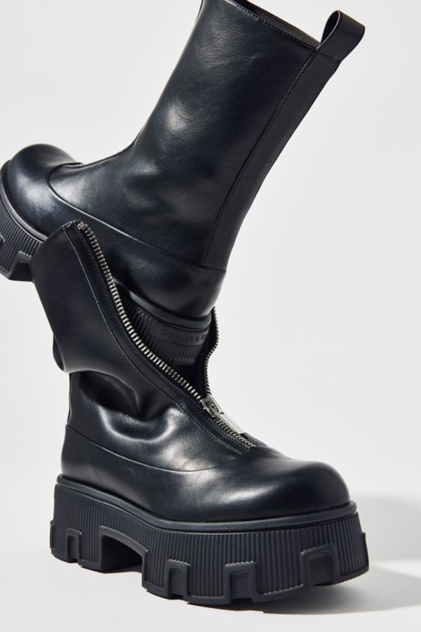 Slide View: 2: Charles & Keith Two-Tone Zip-Up Platform Boot