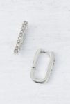 Thumbnail View 2: Boucles d'oreilles créoles oblongues en plaqué or 14 carats avec strass