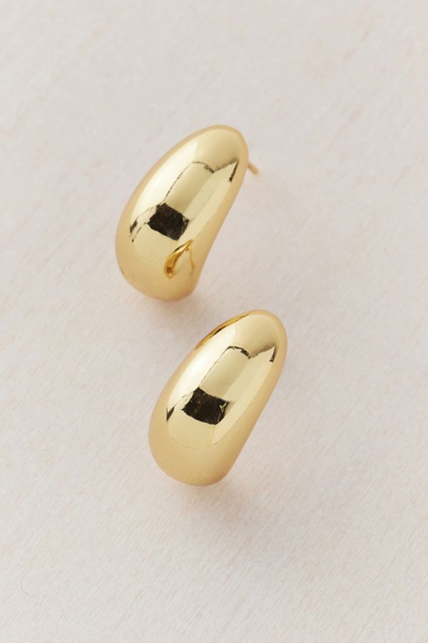 Slide View: 3: 14k Gold Plated Dome Drop Earring