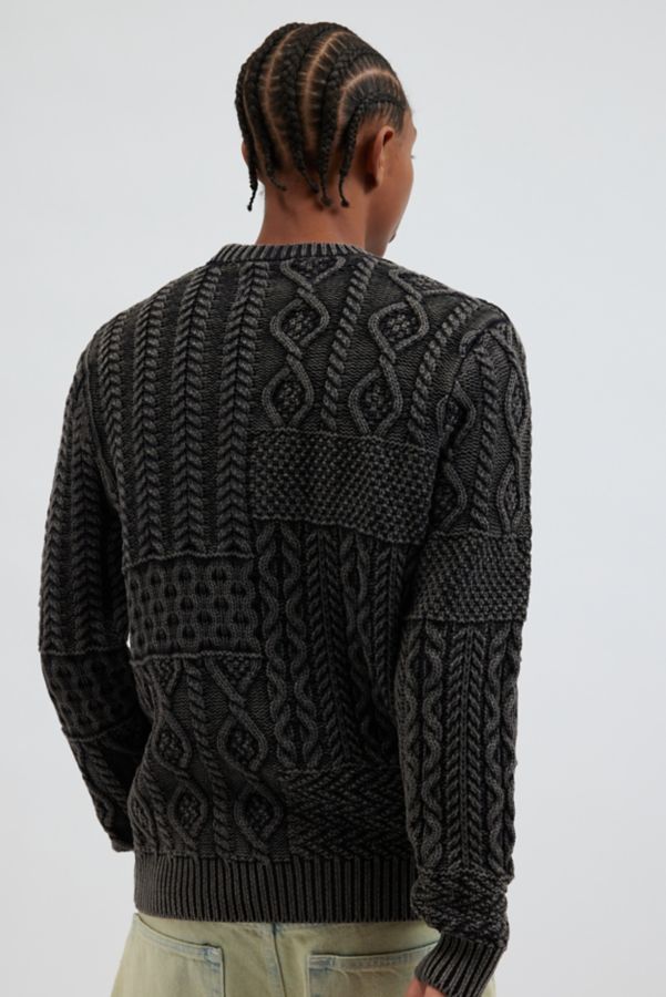 Slide View: 2: Schott Stonewashed Patchwork Crew Neck Sweater