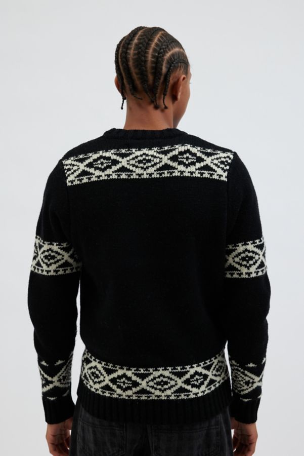 Slide View: 2: Schott Wool Blend Patterned Crew Neck Sweater