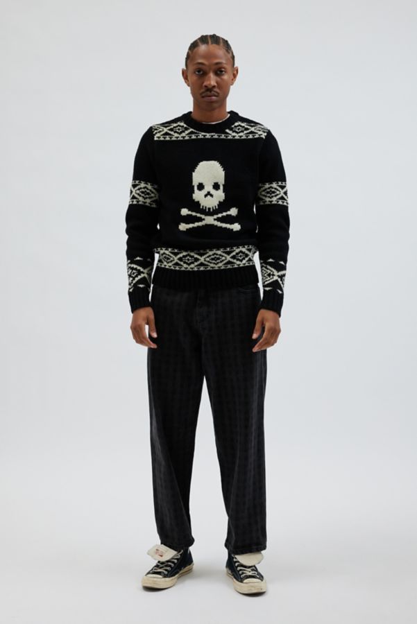 Slide View: 3: Schott Wool Blend Patterned Crew Neck Sweater