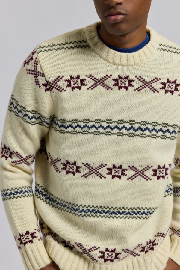 Slide View: 1: Schott Norwegian Pattern Crew Neck Sweater