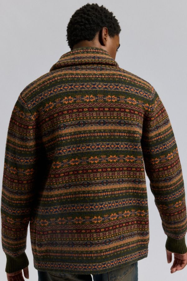 Slide View: 2: Schott Fair Isle Wool Blend Cardigan