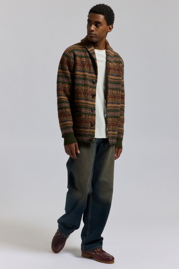 Slide View: 3: Schott Fair Isle Wool Blend Cardigan