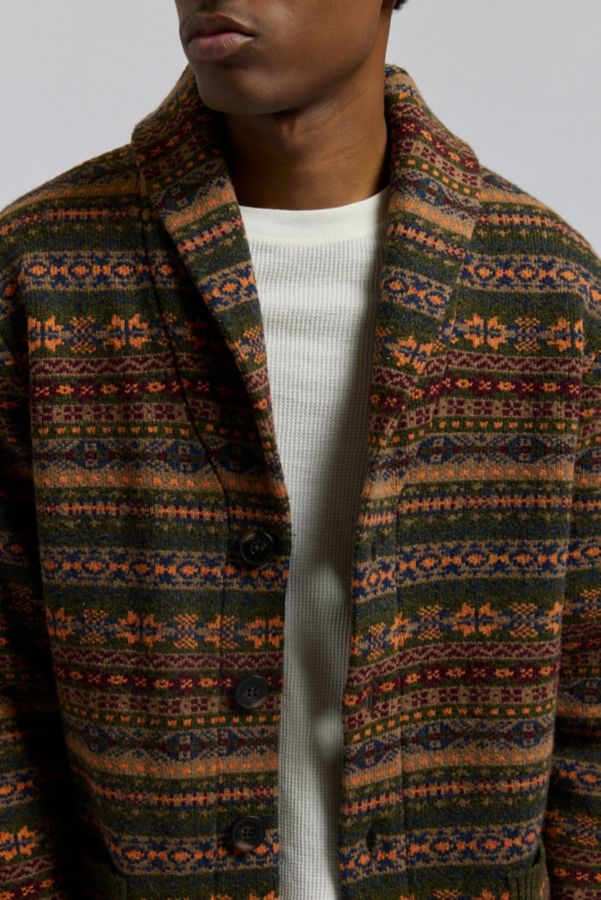 Slide View: 4: Schott Fair Isle Wool Blend Cardigan