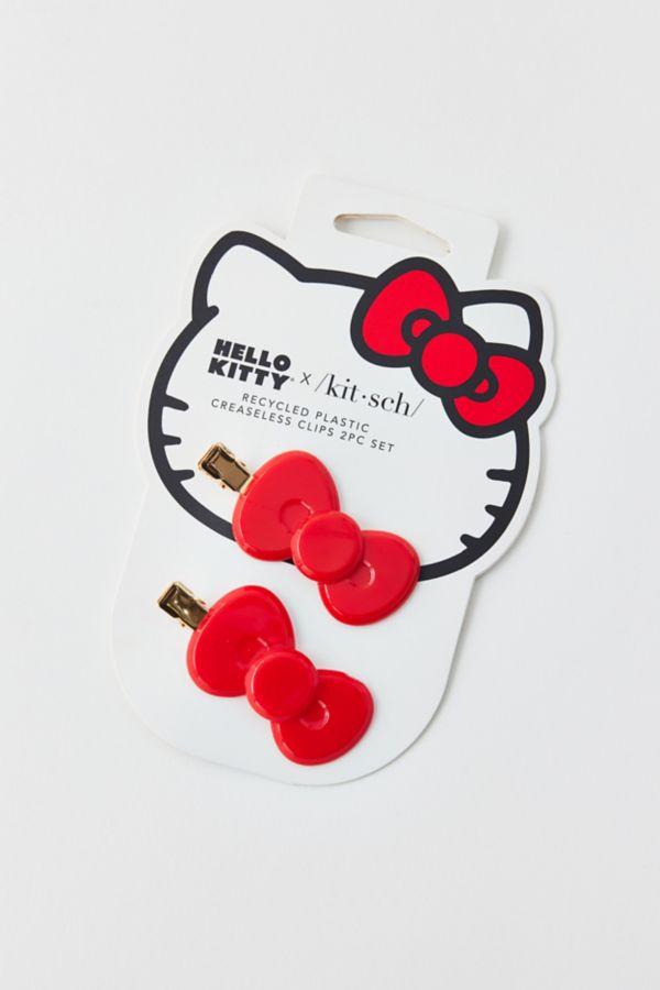 Slide View: 2: KITSCH X Sanrio Hello Kitty Crease-Free Hair Clip Set