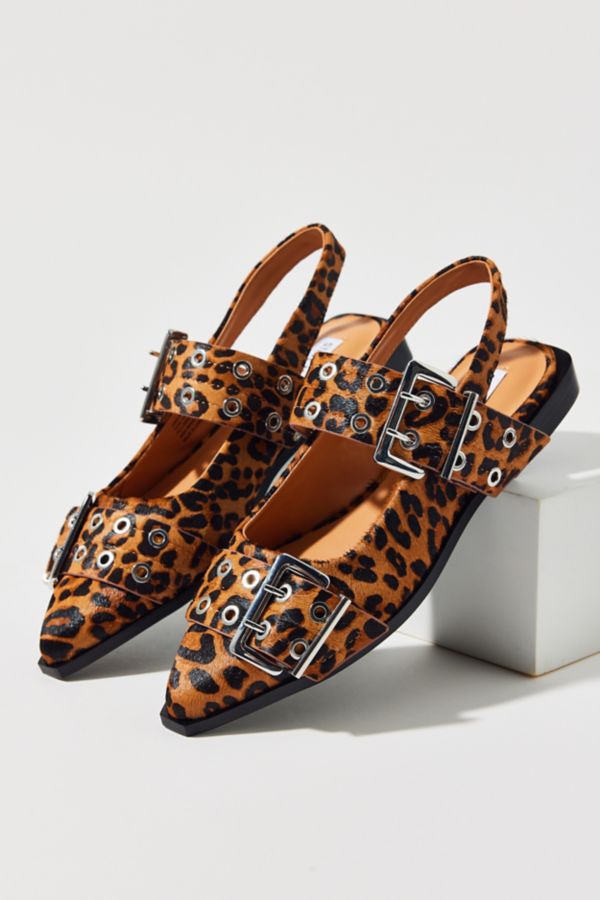 Slide View: 2: Steve Madden Graya Leopard Print Calf Hair Buckle Flat