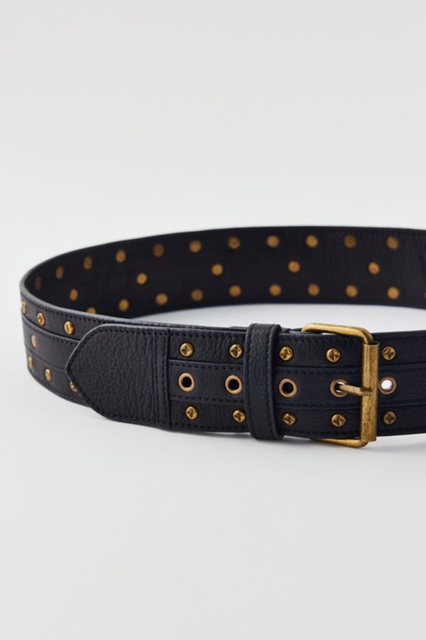 Slide View: 3: Studded Washed Leather Belt