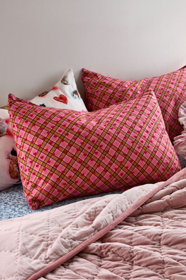 Slide View: 1: Heart Plaid Sham Set