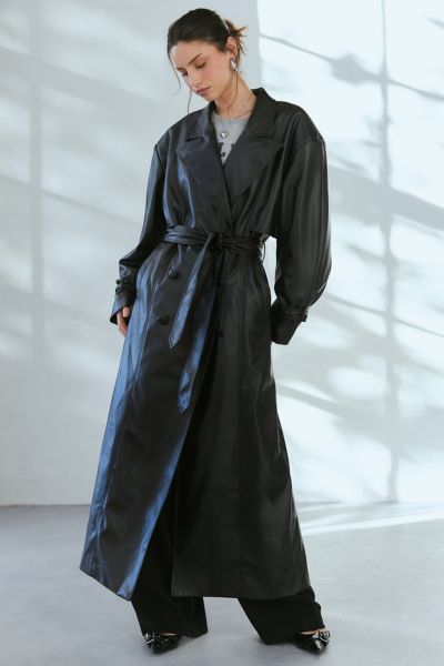 AFRM Saint Barrel Sleeve Faux Leather Trench Coat